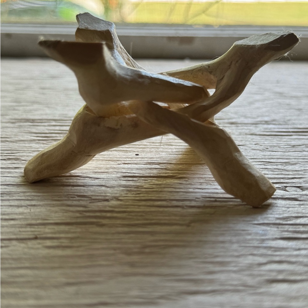 Small carved stand, natural wood